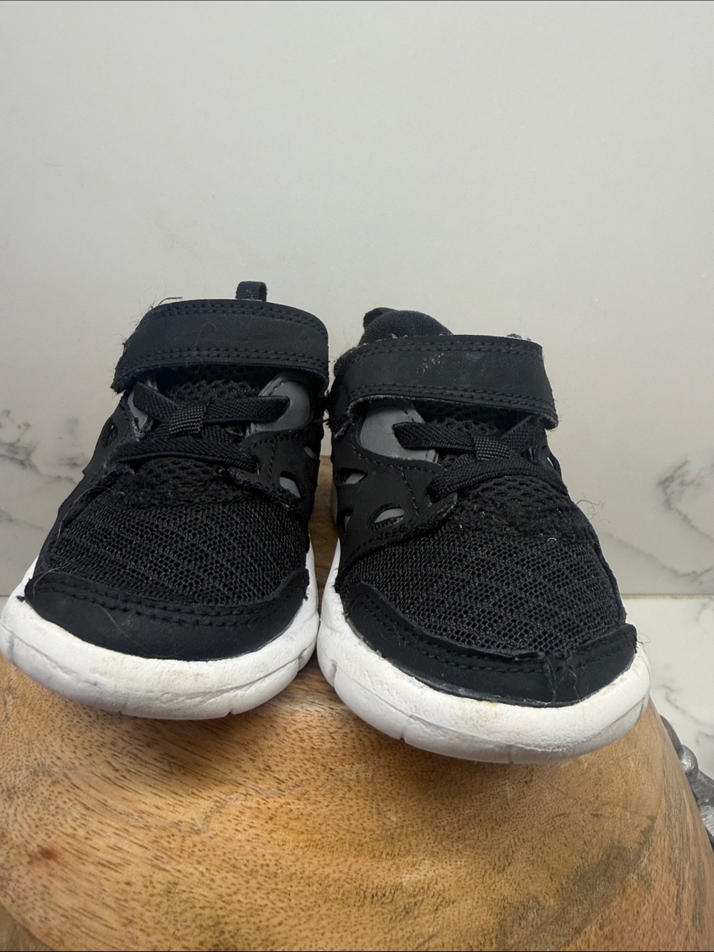Nike Kids Black and White Hook-and-Loop Sneakers